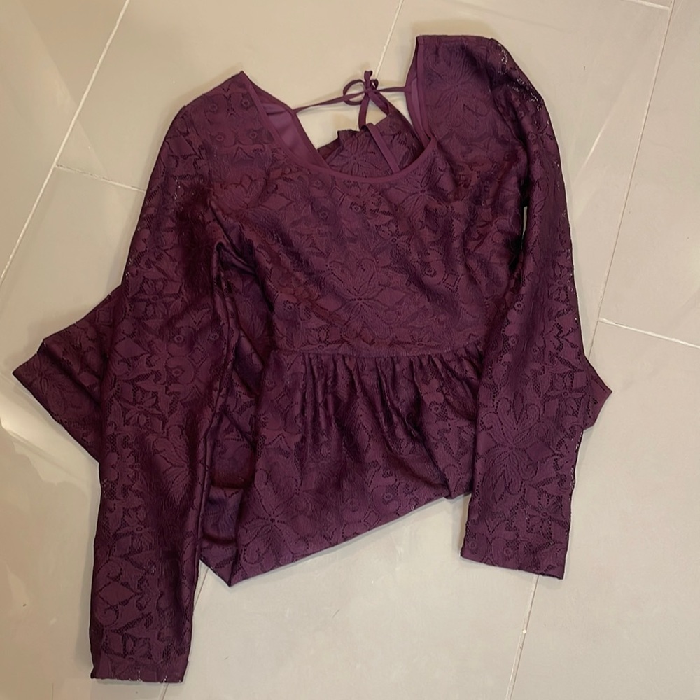 Deep Purple Long Sleeve Lace Dress